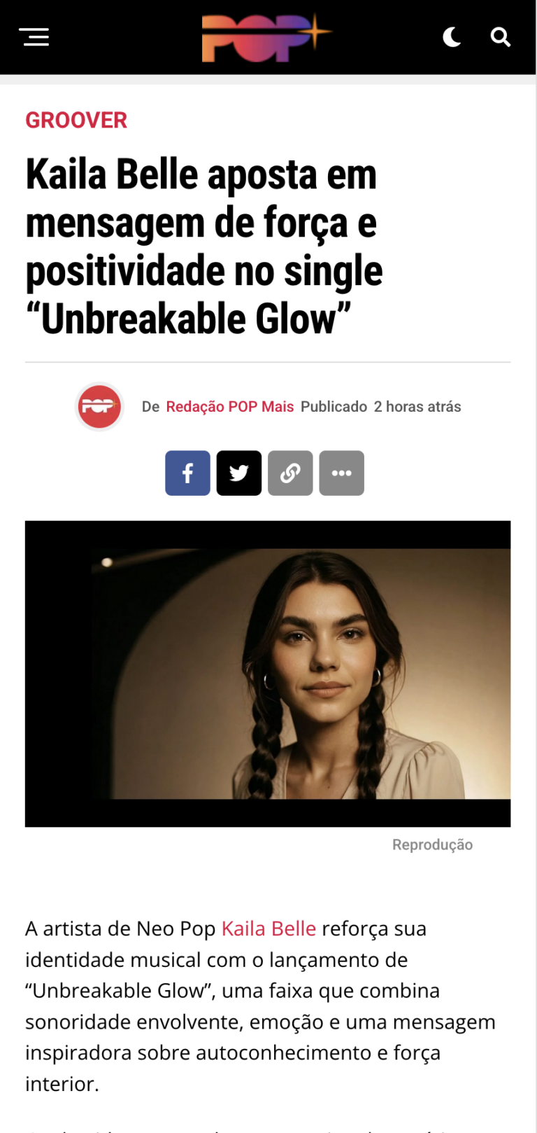 Kaila Belle in brasilianischem Pop-Magazin POP Mais vorgestellt