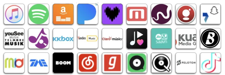 ICON-Liste von Shops&Plattformen über die MAZE music veröffentlicht