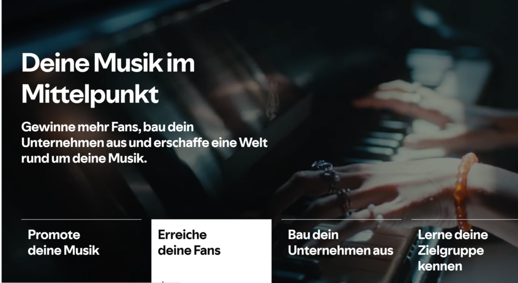 Grafik von Spotify for Artists Website